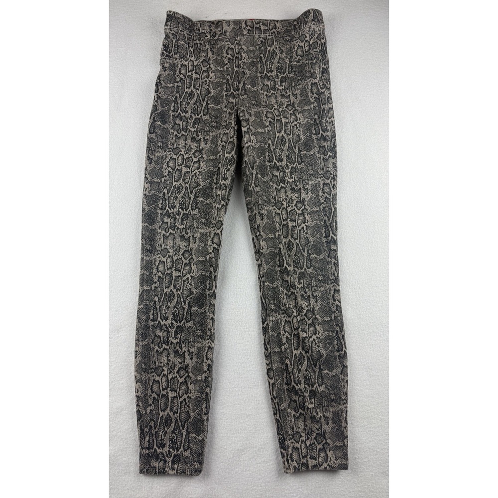 Spanx Leopard Print Elastic Waist Pull On Denim Pants Women's Size M Boho Retro